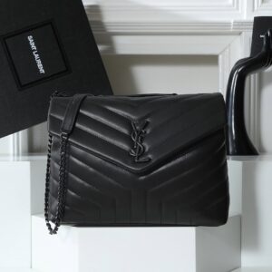 ysl saint laurent loulou quilted soft leather shoulder bag chain strap with og box dust cover y8802 black black