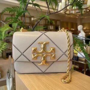 tory burch eleanor diamond quilted leather shoulder bag white with og box dust cover 2123
