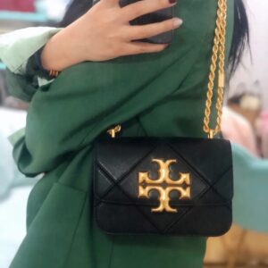 tory burch eleanor diamond quilted leather shoulder bag black with og box dust cover 2123