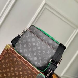 louis vuitton lv virgil abloh trio messenger multi crossbody bag with og box & dust bag (45320 black flower green)