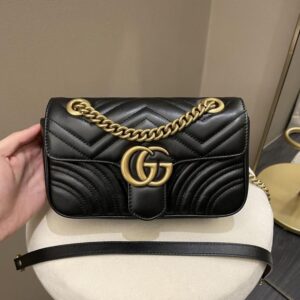 gucci marmont sling bag white with dust cover & carry bag 1732 black