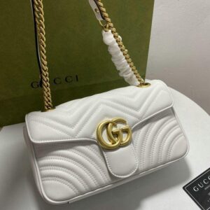 gucci marmont sling bag white with dust cover & carry bag 1732 white