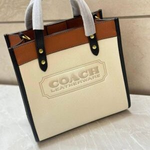 coach field signature tote with box