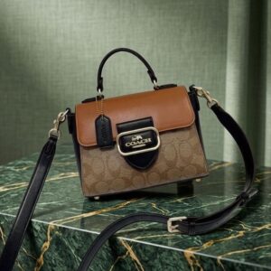 coach morgan top handle bag with og box(5712 apricot brown)