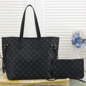 louis vuitton neverfull mm tote bag with pouch monogram eclipse pattern black flower with dust cover n40156