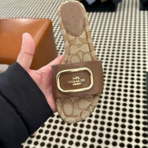 coach monogrammed leather slide brown with og box dust cover a1892 brown 1