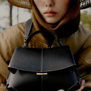  polene mokki top handle bag with og box (6394 black)
