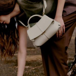  polene mokki top handle bag with og box (6394 chalk white)