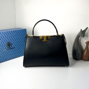  tory burch satchel 23cm bag with og box(2571 black)