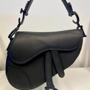 christian dior saddle bag black leather with og box dust bag black 1806 black black