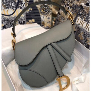 christian dior saddle bag grey leather with og box dust bag grey 1806 grey