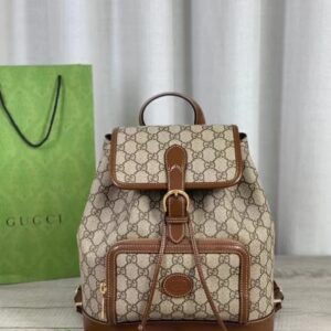 gucci backpack interlocking gg supreme canvas apricot coffee g2381 1