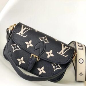 louis vuitton diane satchel bag black embossed monogram empreinte leather black m46388