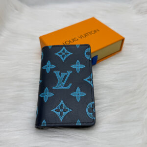 louis vuitton lv blue leather card case wallet m82322 blue embossed