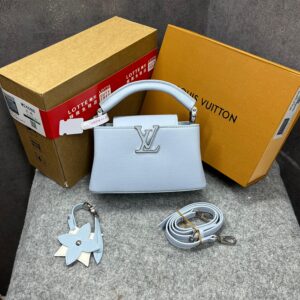 louis vuitton capucines mini blue og double box with dust bag m24688 blue