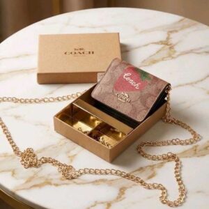  coach mini chain wallet with og box(cxb02 d apricot)