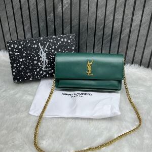 ysl sunset green small shoulder bag with og box & dust cover 8878 green