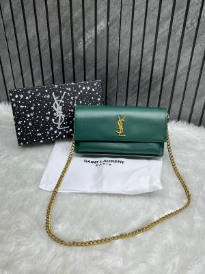 ysl sunset green small shoulder bag with og box & dust cover 8878 green ysl sunset green small shoulder bag with og box & dust cover 8878 green