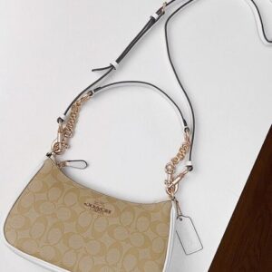 coach teri apricot white shoulder bag with og box dust cover apricot white ct