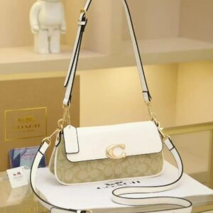 coach small jet shoulder bag with og box dust cover & carry bag white 8021