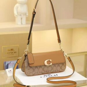 coach small jet shoulder bag with og box dust cover & carry bag khakhi 8021