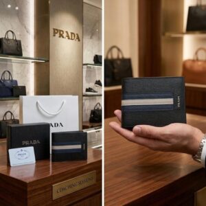 prad a mens wallet with box and carry bag(p 6035 black))