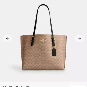 coach mollie tote signature bag premium quality with dust bag khakhi black 5500