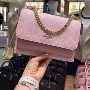 coach klare crossbody bag powder pink signature canvas with og box dust cover carry bag 90440 pink