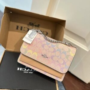 coach klare crossbody bag rainbow pink signature canvas with og box dust cover carry bag 90440 rainbow