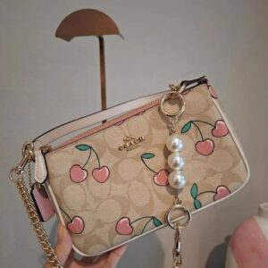 coach nolita 19 pink cherry sling bag with box dust bag sling chain c1001 pink cherry