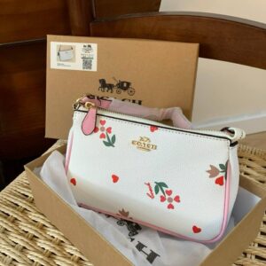 coach nolita 19 flower white sling bag with box dust bag sling chain c1001 flower white