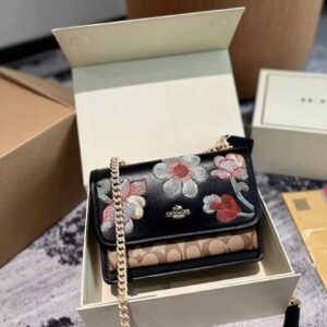 Home coach klare flower edition shoulder bag featuring floral embroidery bag with box premium quality