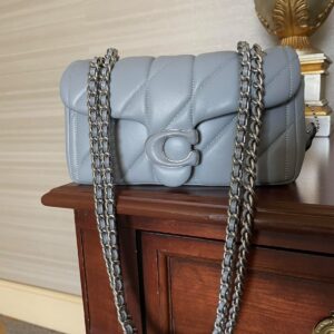 coach tabby 20 quilted leather shoulder bag with og box & dust bag cp 150 blue