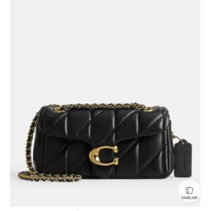 coach tabby 20 quilted leather shoulder bag with og box & dust bag cp 150 black gold
