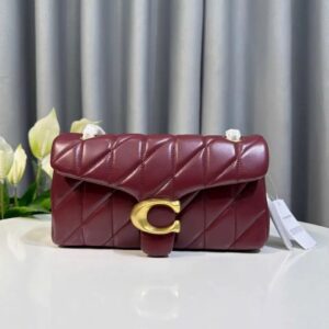 coach tabby 20 quilted leather shoulder bag with og box & dust bag cp 150 wine