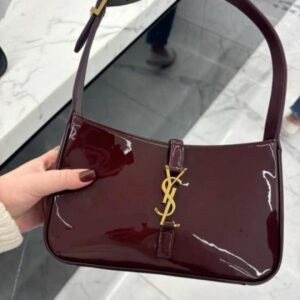 ysl patent hobo bag glossy with og box(903 2 mirror burgundy)