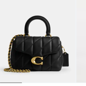 coach tabby top handle bag black with quilting with og box dust cover & carry bag 9922 black
