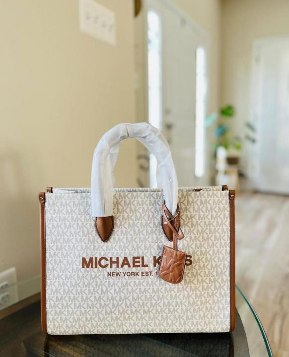 michael kors mirella tote bag with dust bag including card 22320 beige brown michael kors mirella tote bag with dust bag including card 22320 beige brown
