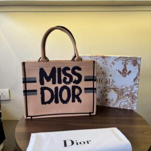 miss dior by christian dior graffiti book large tote with og box & dust bag & scarf (milk tea 41cm) sale