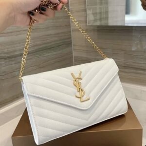 ysl envelope chain sling bag with og box(9010 white)