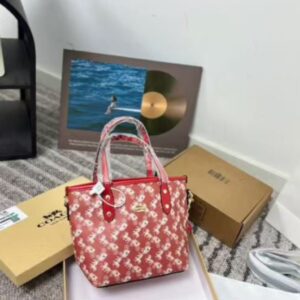 coach horse carriage print mini tote bag with og box dust cover & carry bag red 88003
