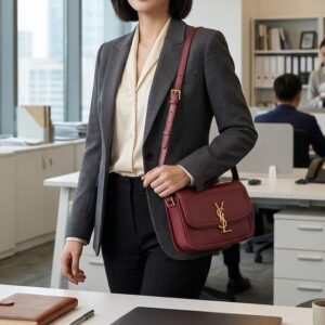 ysl solferino shoulder bag with og box(2435 wine)
