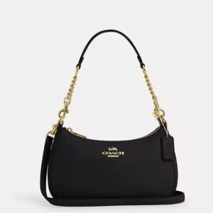 coach teri black leather shoulder bag with og box dust cover black leather ct