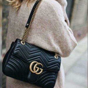  gucci marmont premium with og box carry bag (2684 black)