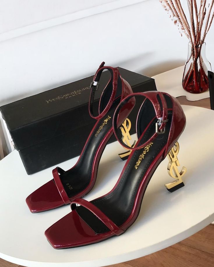 ysl opyum heels premium wine with og box & carry bag ysl opyum heels premium wine with og box & carry bag