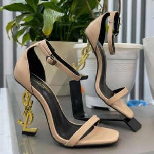 ysl opyum heels premium black gold with og box apricot black