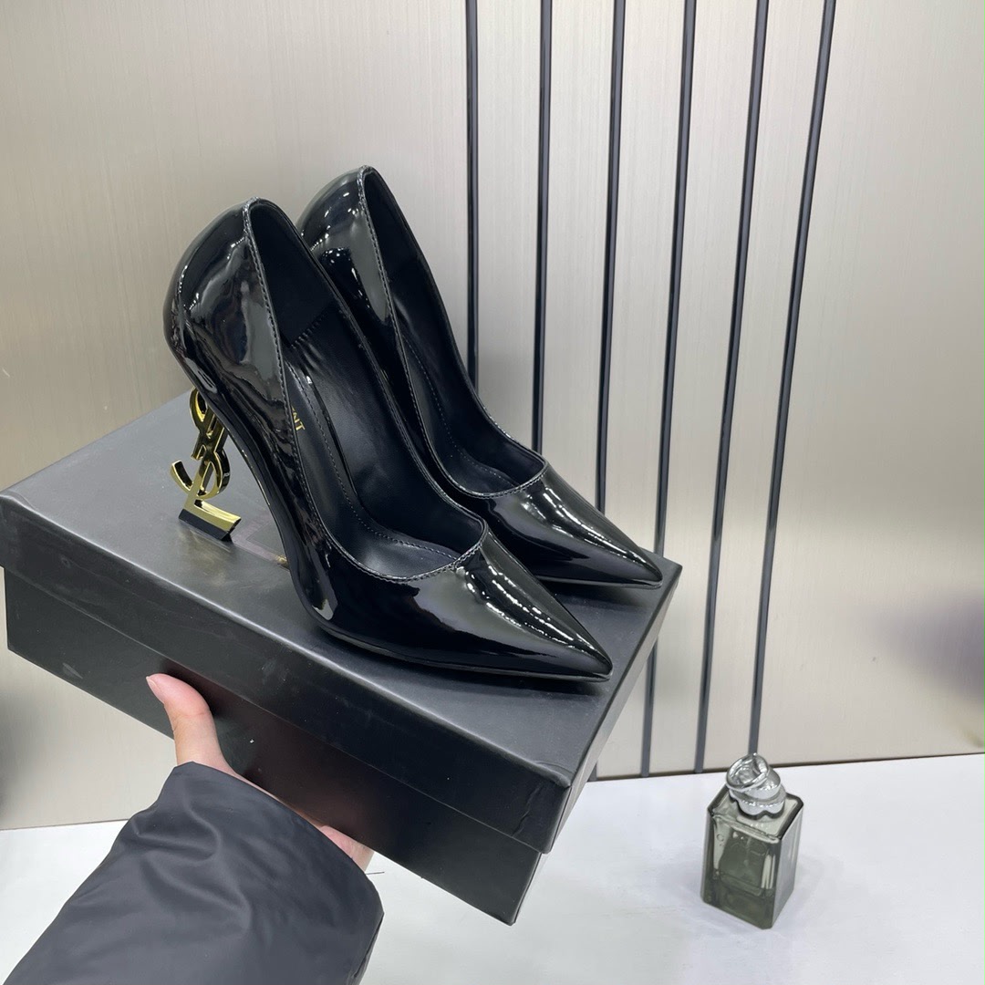 ysl saint laurent opyum black patent leather logo heel pumps with og box 2499 1 black ysl saint laurent opyum black patent leather logo heel pumps with og box 2499 1 black