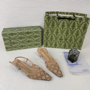 gucci gg mesh slingback pumps with crystals with og box & carry bag apricot 1806