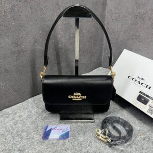 coach brynn shoulder bag signature canvas with og box & dust cover black