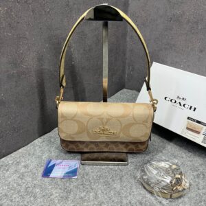 coac.h brynn shoulder bag signature canvas with og box & dust cover brown apricot